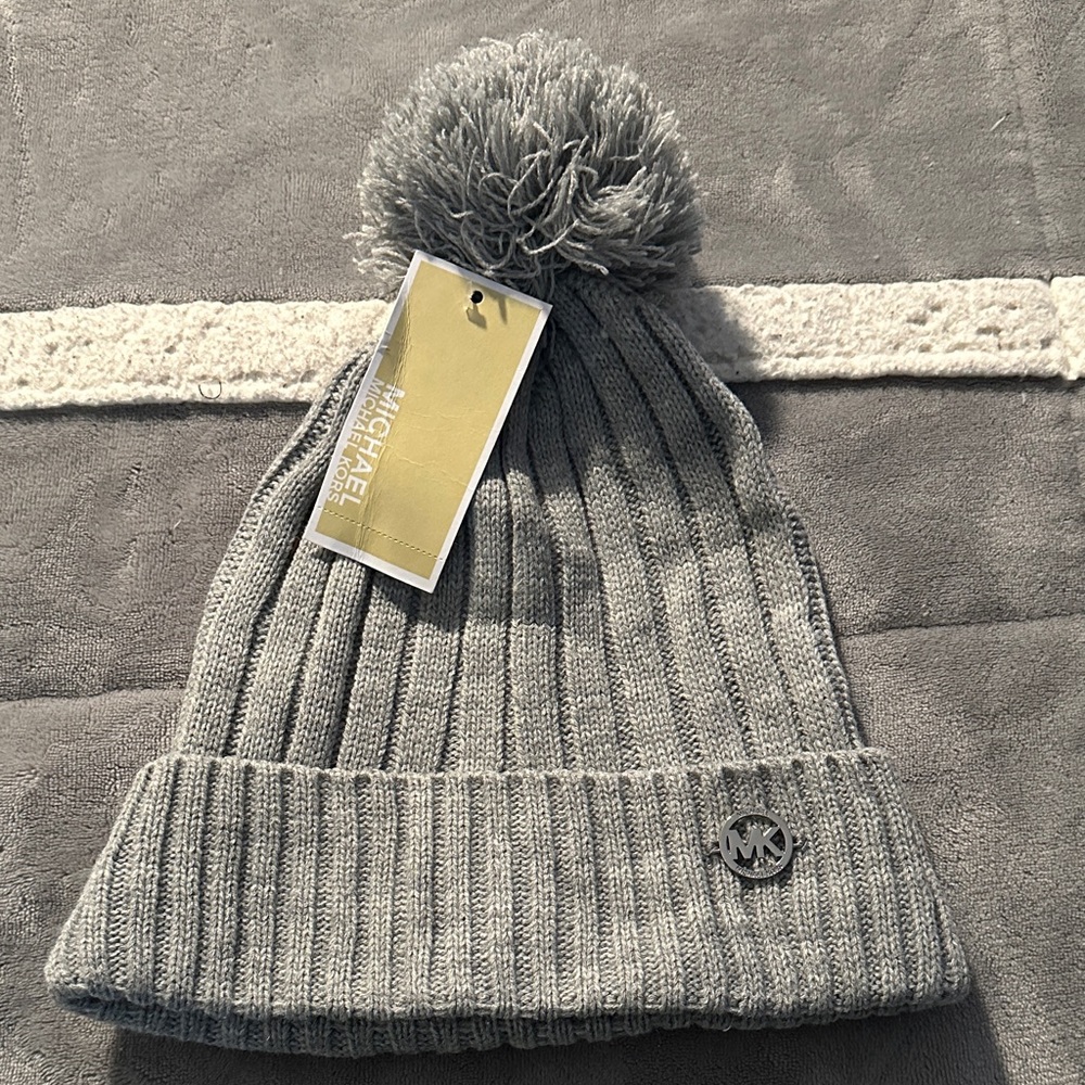 Michael Kors Silver Ribbed Beanie